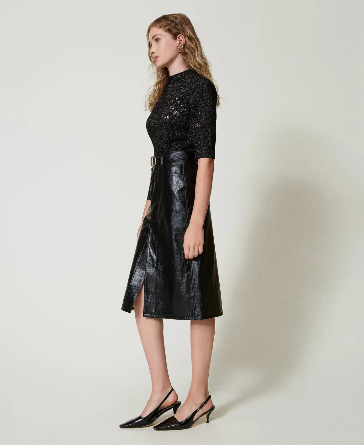 TWINSET Milano Gonna Longuette Effetto Pelle | Gonne
