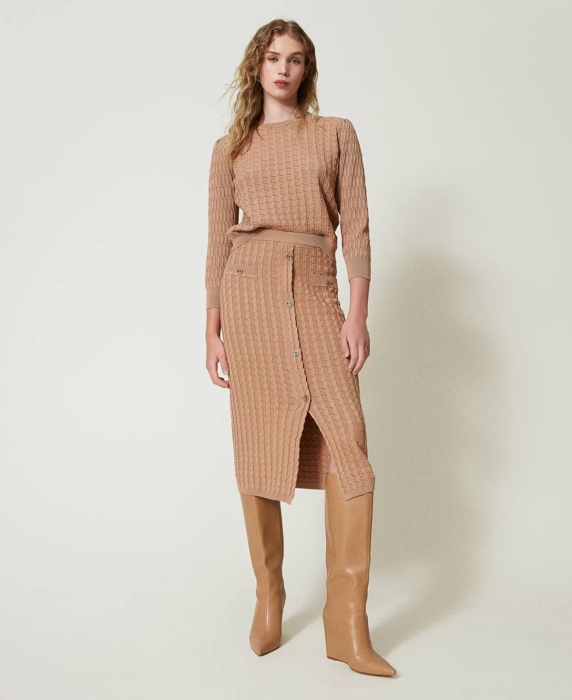TWINSET Milano Gonna Longuette Fitted In Maglia Con Bottoni | Gonne