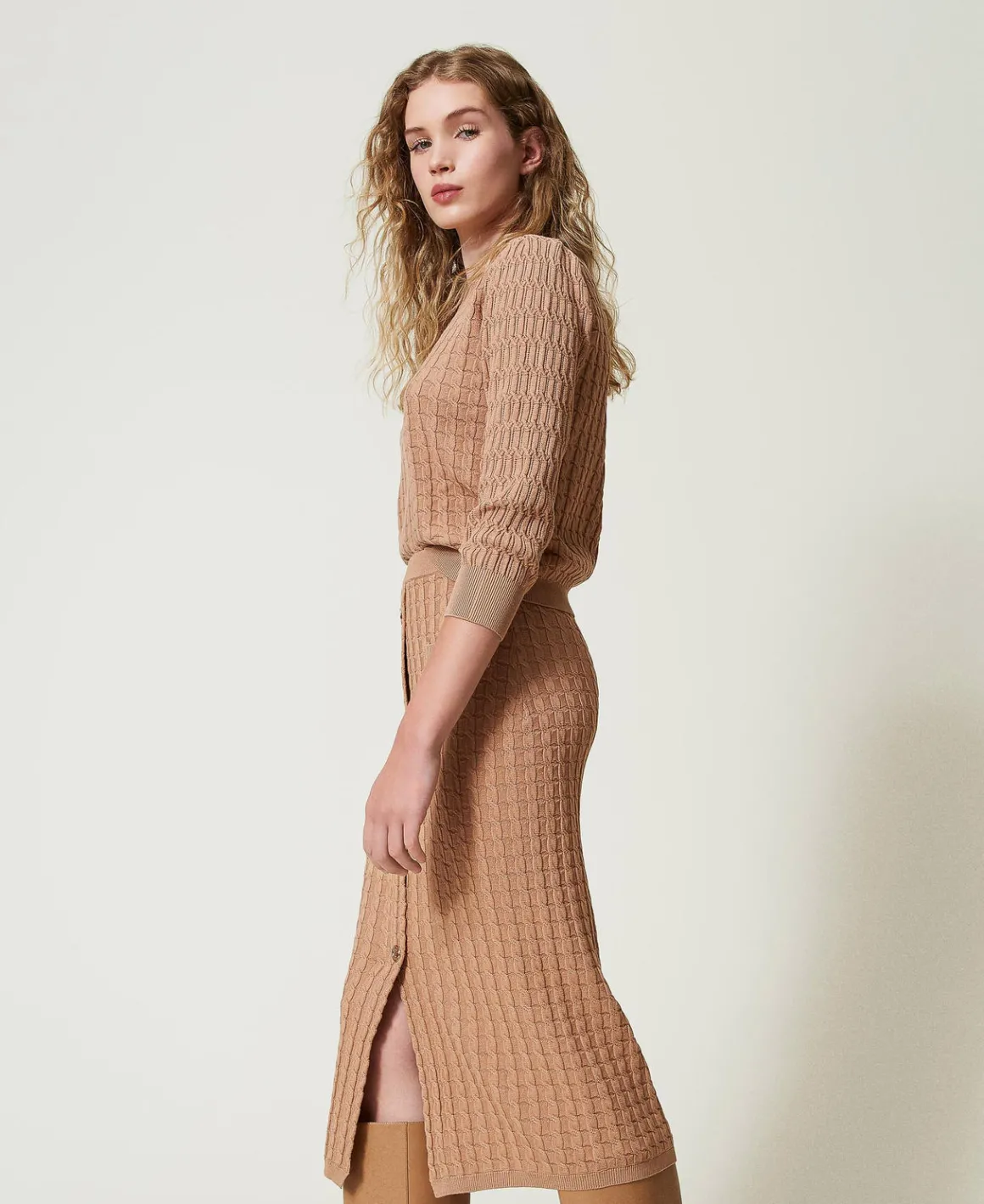 TWINSET Milano Gonna Longuette Fitted In Maglia Con Bottoni | Gonne