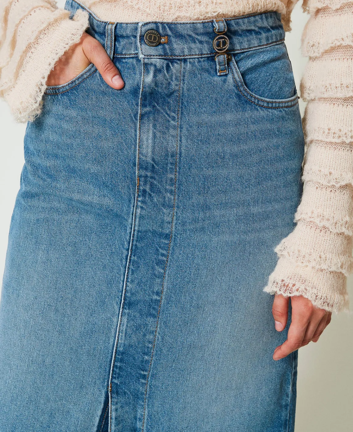 TWINSET Milano Gonna Longuette In Jeans Con Spacco | Gonne