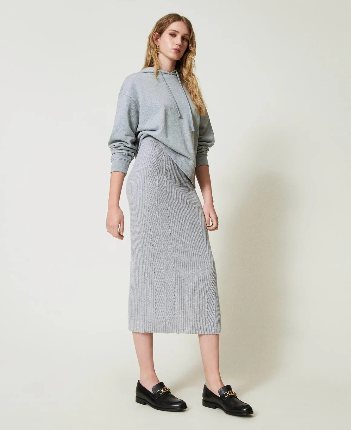 TWINSET Milano Gonna Longuette In Maglia Misto Lana E Lurex | Gonne