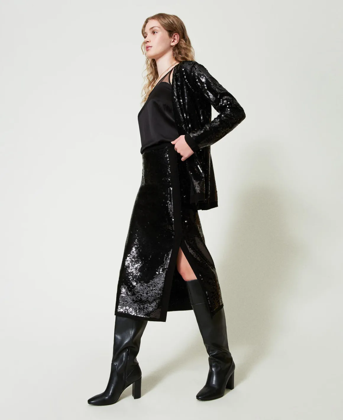 TWINSET Milano Gonna Longuette In Maglia Full Paillettes | Gonne