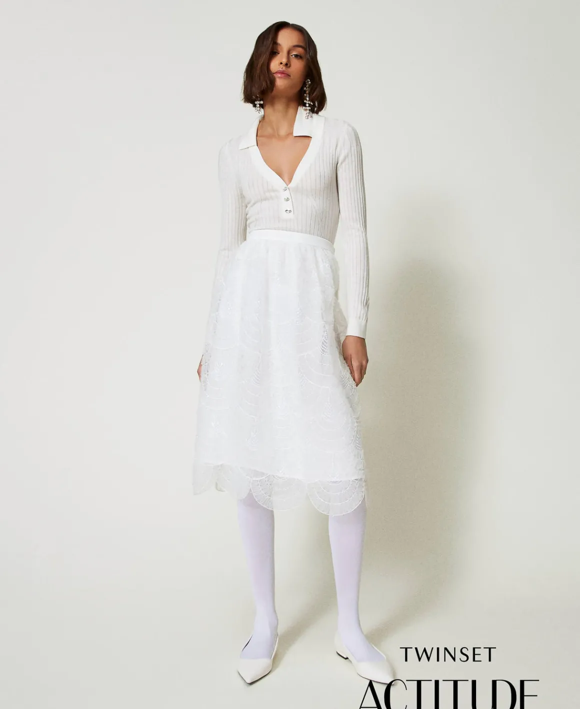 TWINSET Milano Gonna Longuette In Organza Con Ricami | Gonne