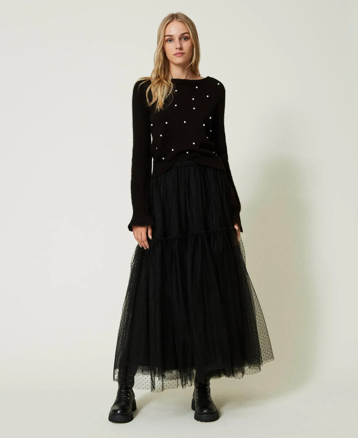 TWINSET Milano Gonna Lunga In Tulle Plumetis | Gonne