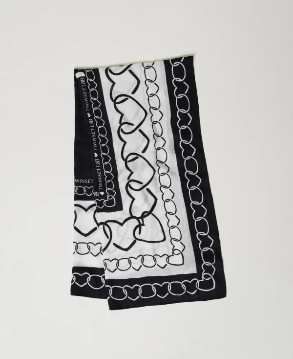 TWINSET Milano Kefiah Con Stampa A Cuori | Sciarpe
