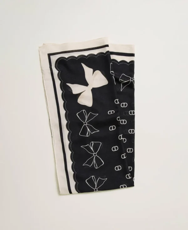 TWINSET Milano Kefiah Con Stampa Fiocchi E Logo | Sciarpe