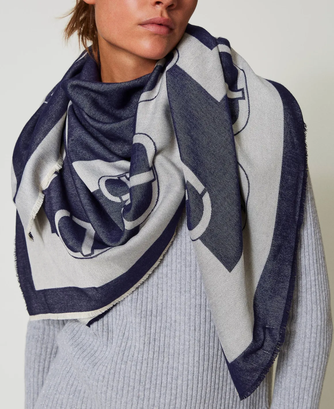 TWINSET Milano Kefiah Jacquard Con Logo | Sciarpe