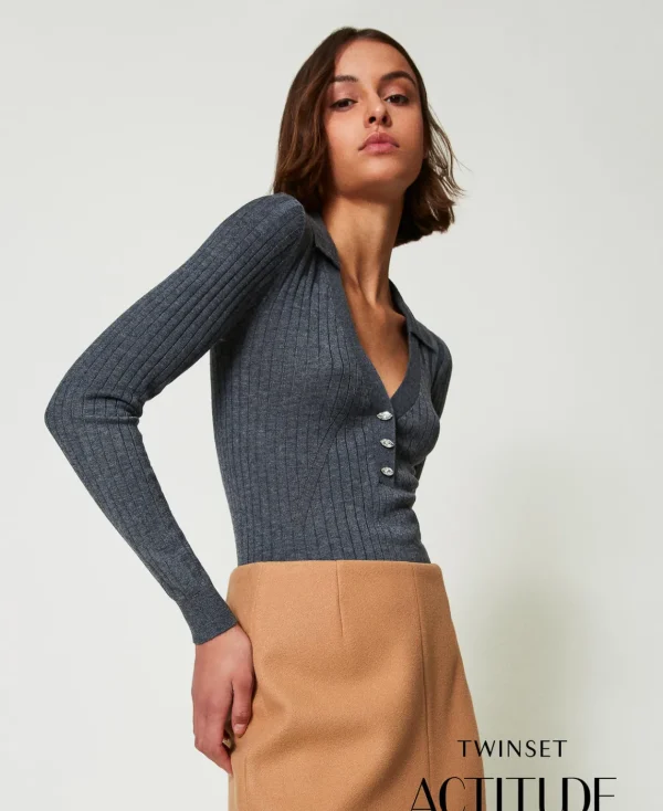 TWINSET Milano Maglia A Coste Con Ricamo | Maglie E Cardigan