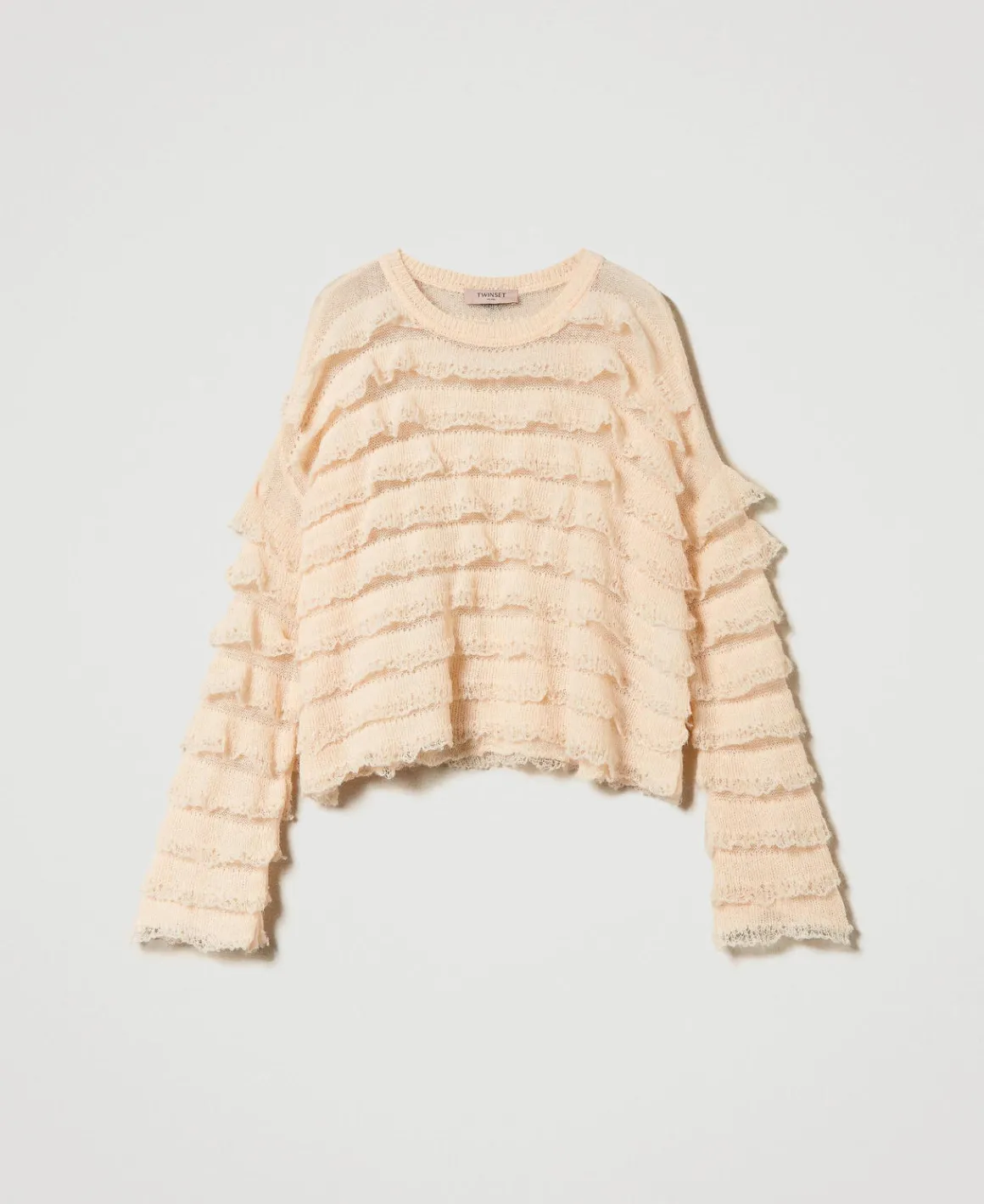 TWINSET Milano Maglia Boxy Con Balze Effetto Pizzo | Maglie E Cardigan