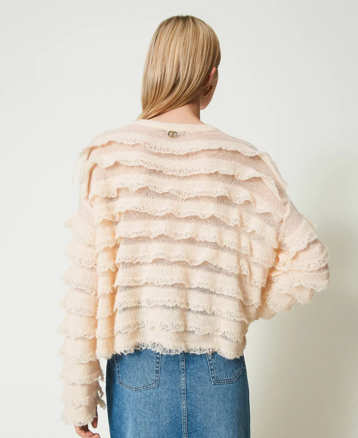 TWINSET Milano Maglia Boxy Con Balze Effetto Pizzo | Maglie E Cardigan