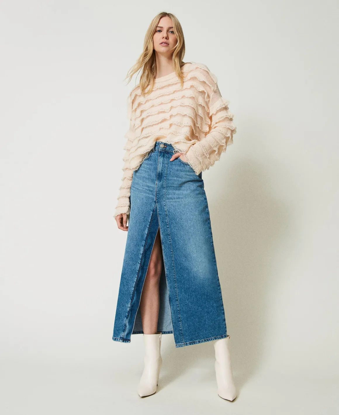 TWINSET Milano Maglia Boxy Con Balze Effetto Pizzo | Maglie E Cardigan