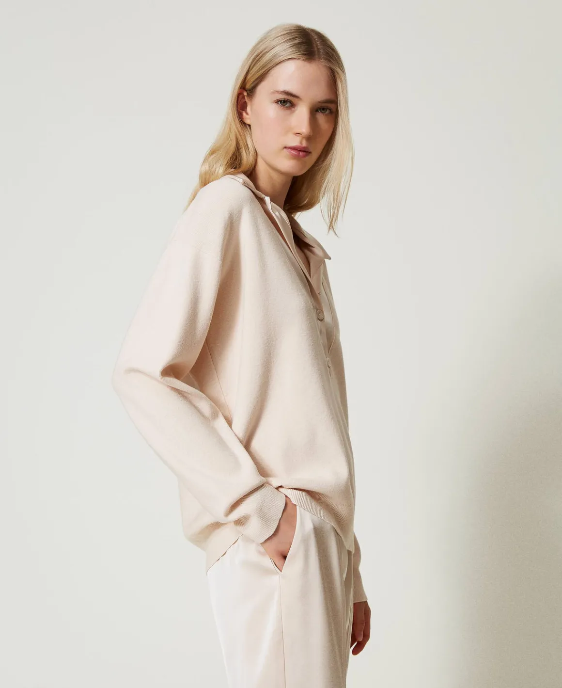 TWINSET Milano Maglia Con Colletto In Raso | Maglie E Cardigan