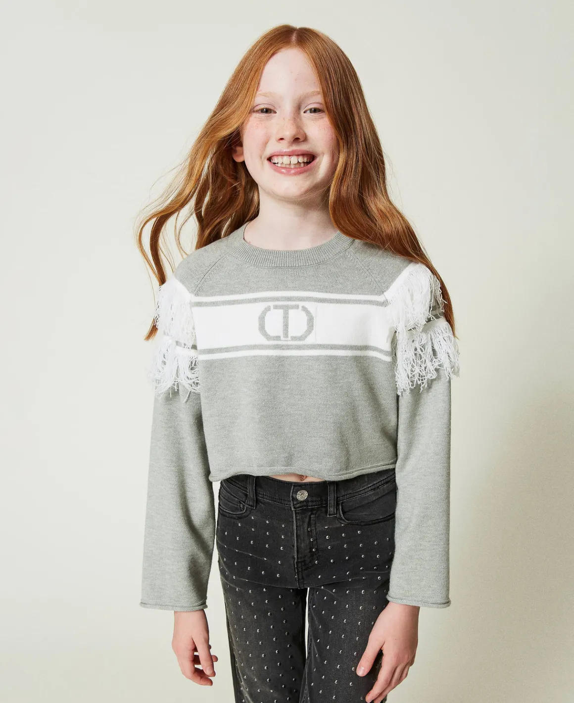 TWINSET Milano Maglia Con Oval T Jacquard E Frange | Maglie E Cardigan