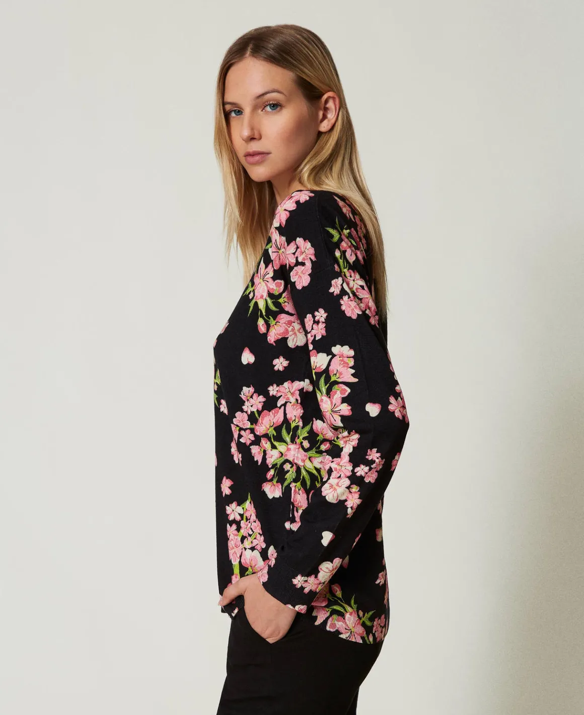 TWINSET Milano Maglia Con Stampa A Fiori E Pizzo | Maglie E Cardigan