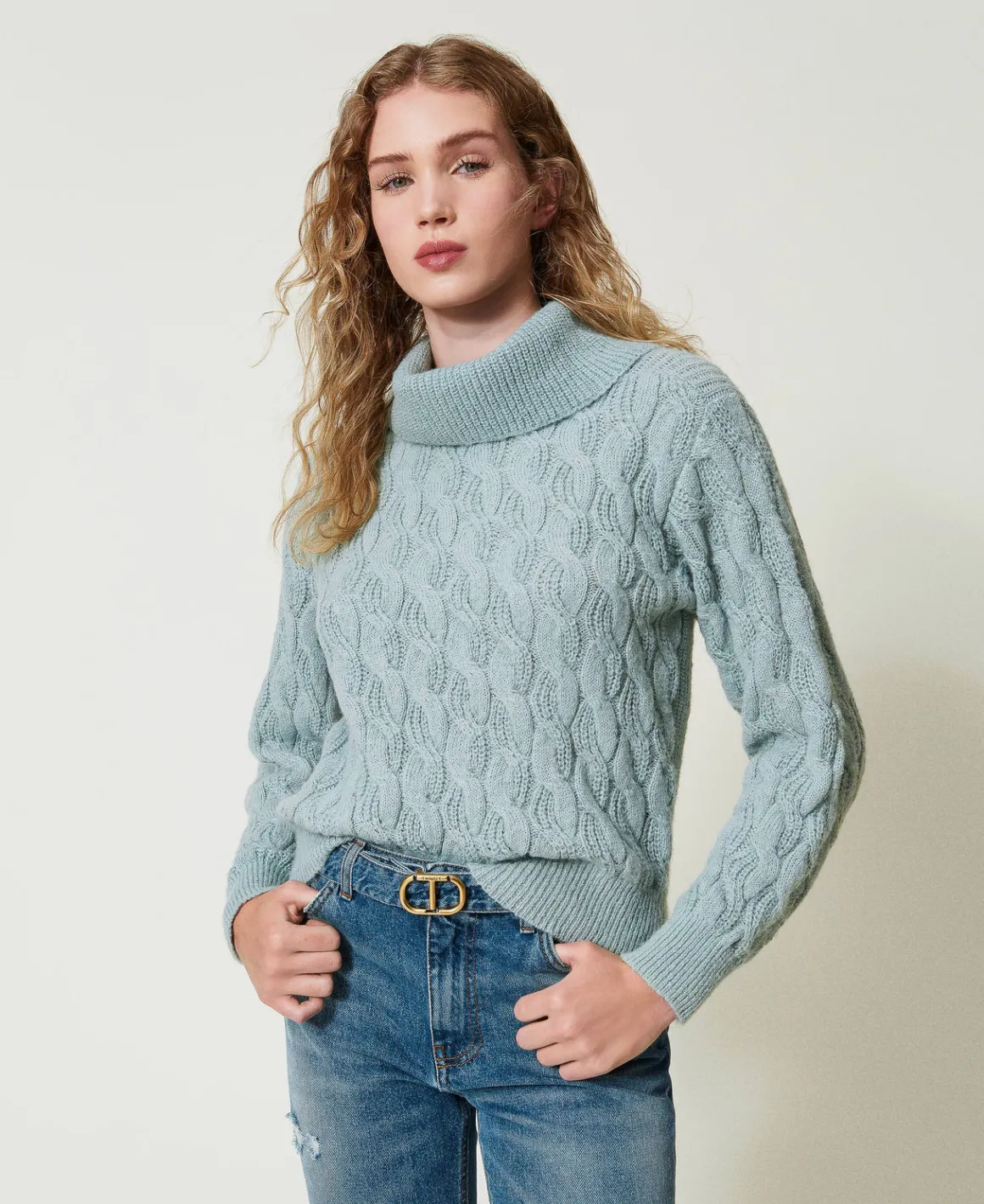TWINSET Milano Maglia Con Trecce E Maxi Collo | Maglie E Cardigan