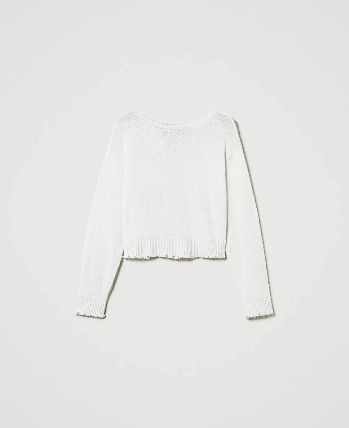 TWINSET Milano Maglia Cropped In Misto Angora Con Perle | Maglie E Cardigan