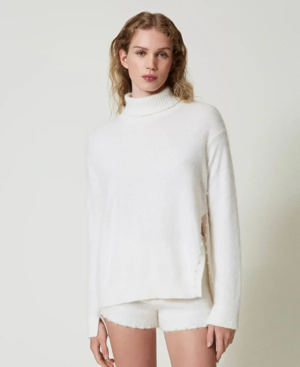 TWINSET Milano Maglia Dolcevita In Misto Angora Con Perle | Maglie E Cardigan