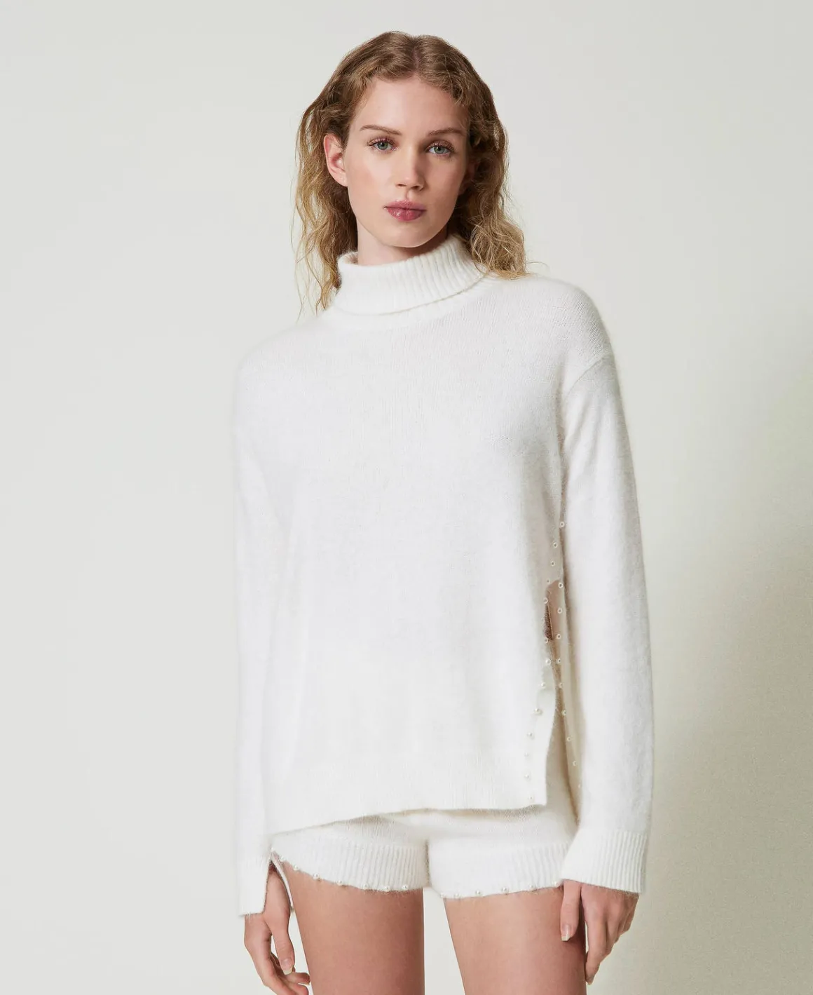 TWINSET Milano Maglia Dolcevita In Misto Angora Con Perle | Maglie E Cardigan
