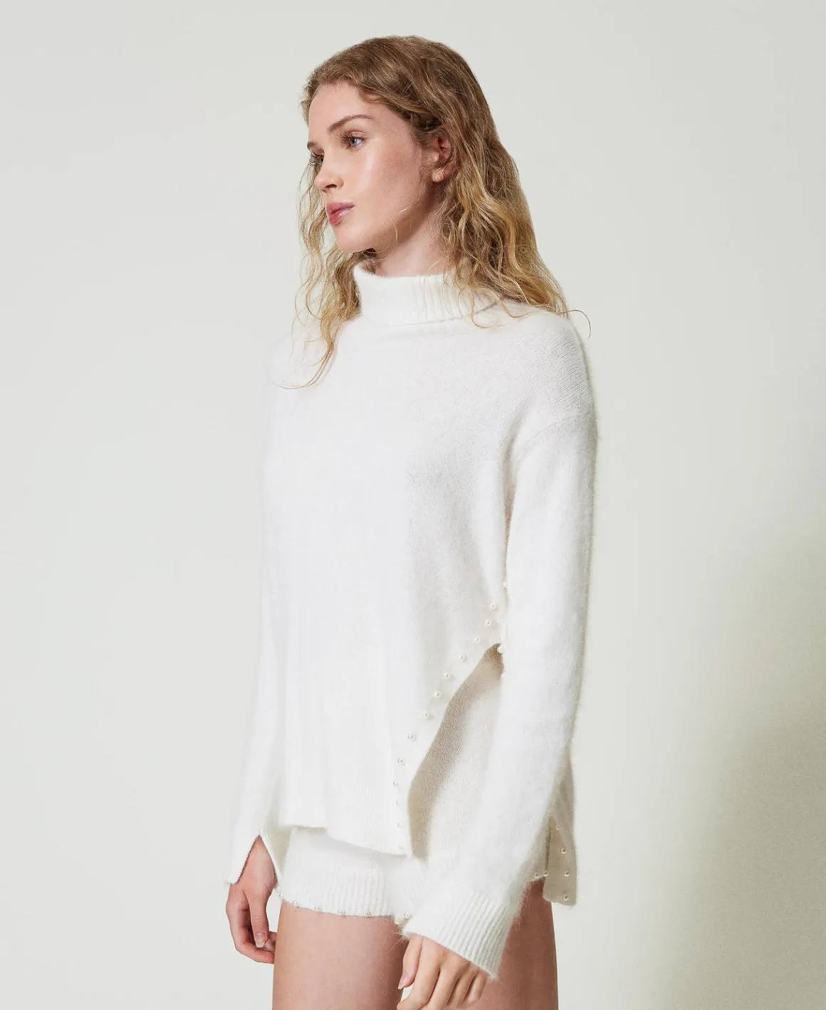 TWINSET Milano Maglia Dolcevita In Misto Angora Con Perle | Maglie E Cardigan