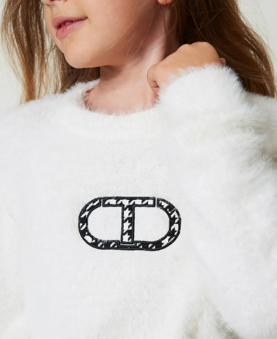 TWINSET Milano Maglia Effetto Pelliccia Con Logo Oval T | Maglie E Cardigan