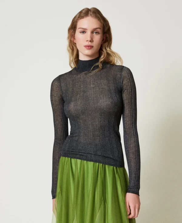 TWINSET Milano Maglia Fitted A Costine Con Lurex | Maglie E Cardigan
