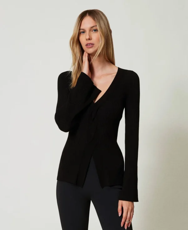 TWINSET Milano Maglia Fitted A Costine Con Incrocio | Maglie E Cardigan