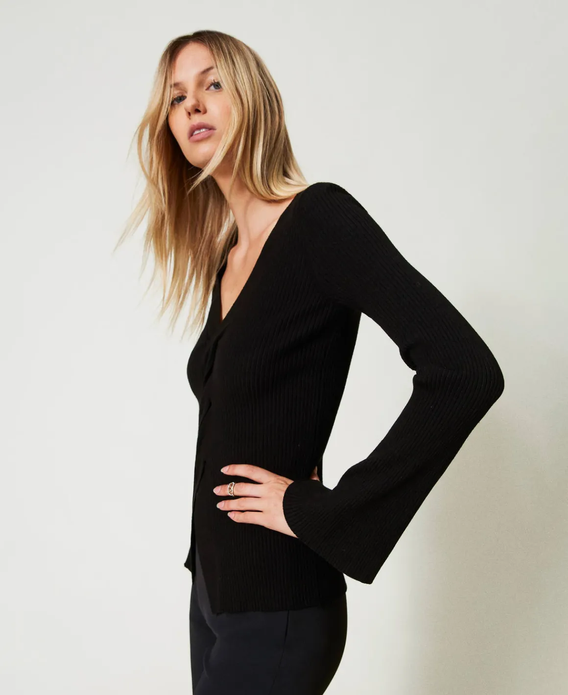 TWINSET Milano Maglia Fitted A Costine Con Incrocio | Maglie E Cardigan