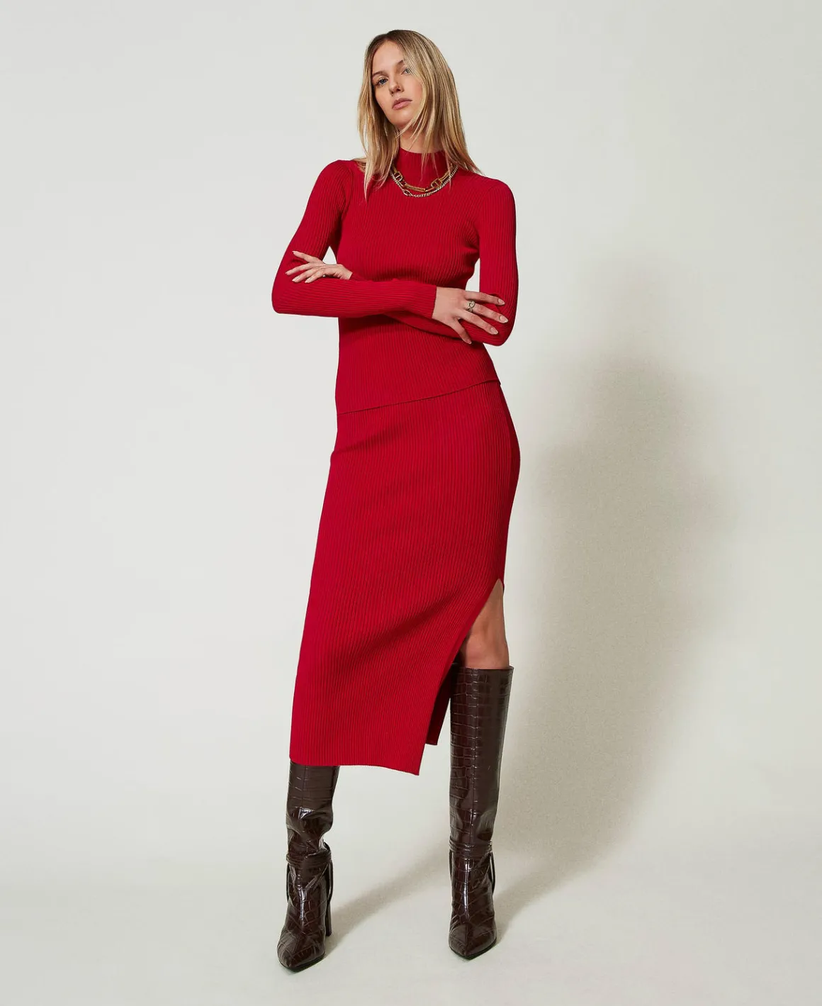 TWINSET Milano Maglia Fitted A Costine Con Apertura | Maglie E Cardigan