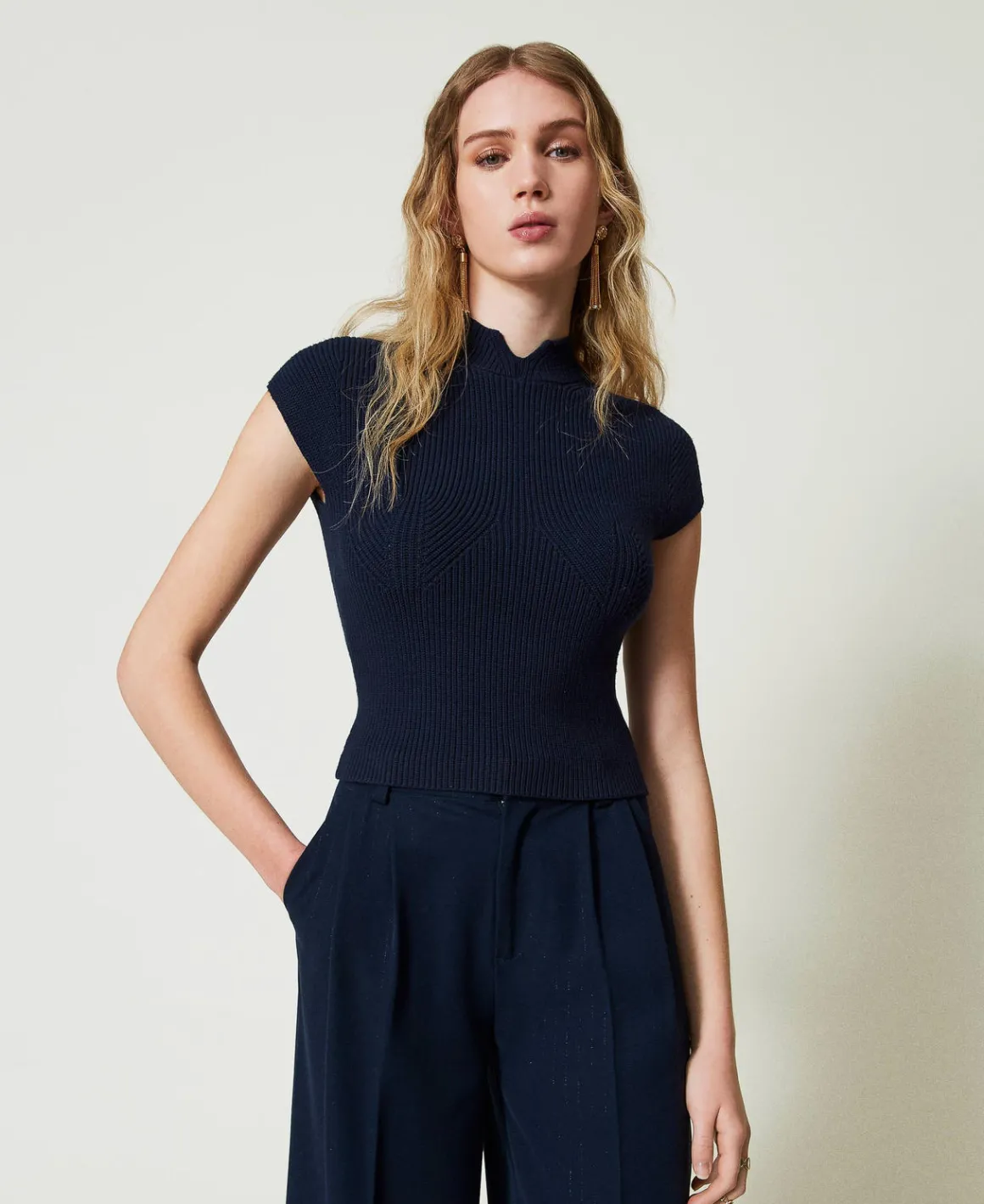 TWINSET Milano Maglia Fitted A Costine Décor | Maglie E Cardigan