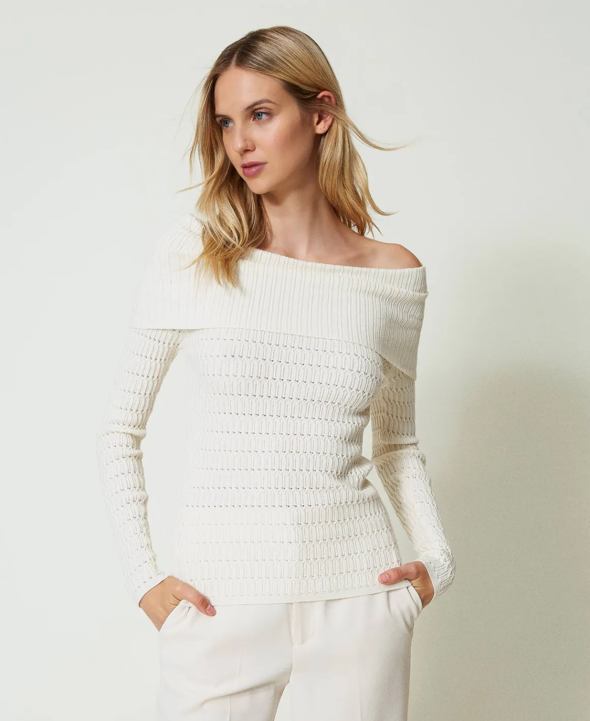 TWINSET Milano Maglia Fitted Con Collo Off Shoulder | Maglie E Cardigan