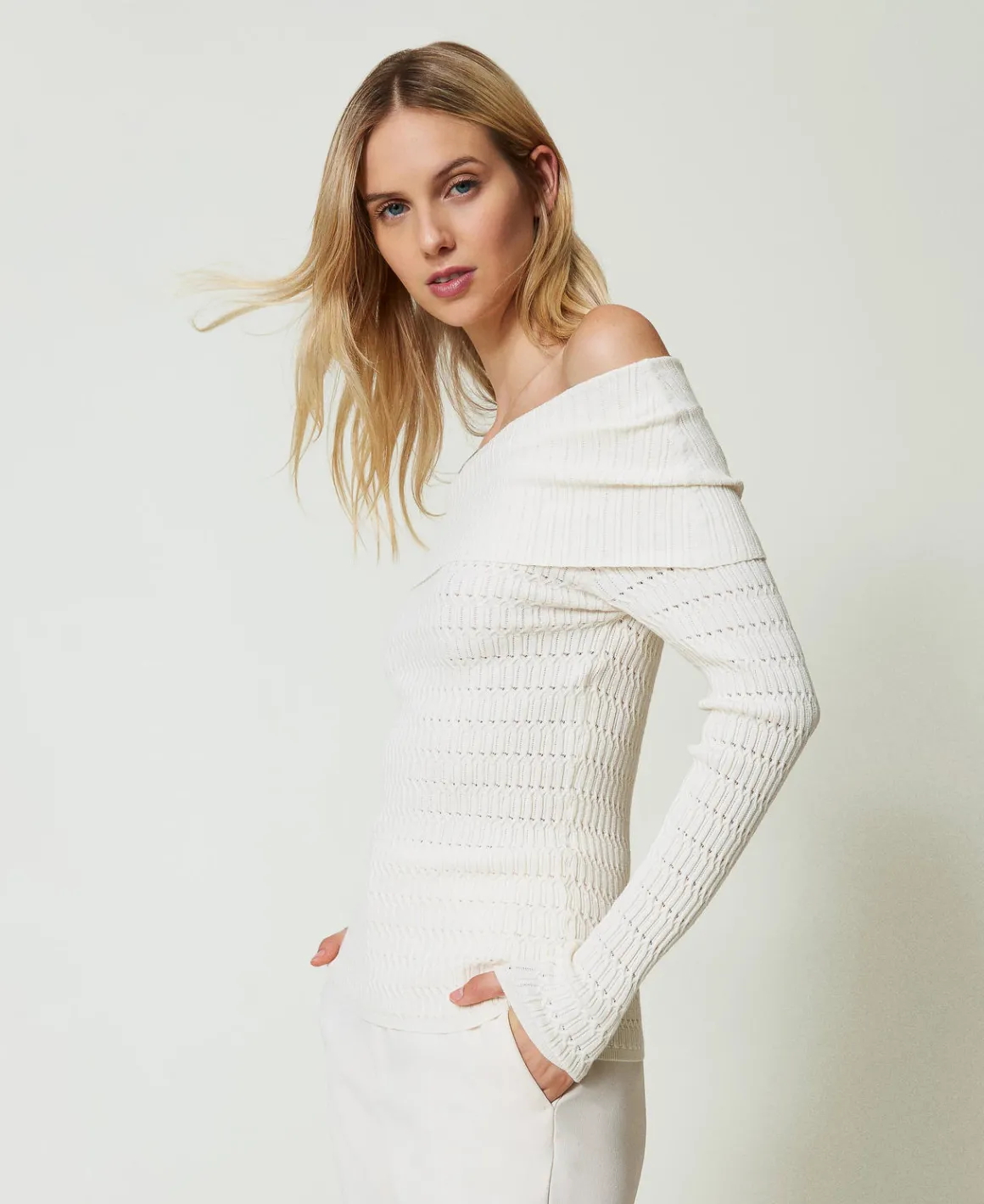 TWINSET Milano Maglia Fitted Con Collo Off Shoulder | Maglie E Cardigan