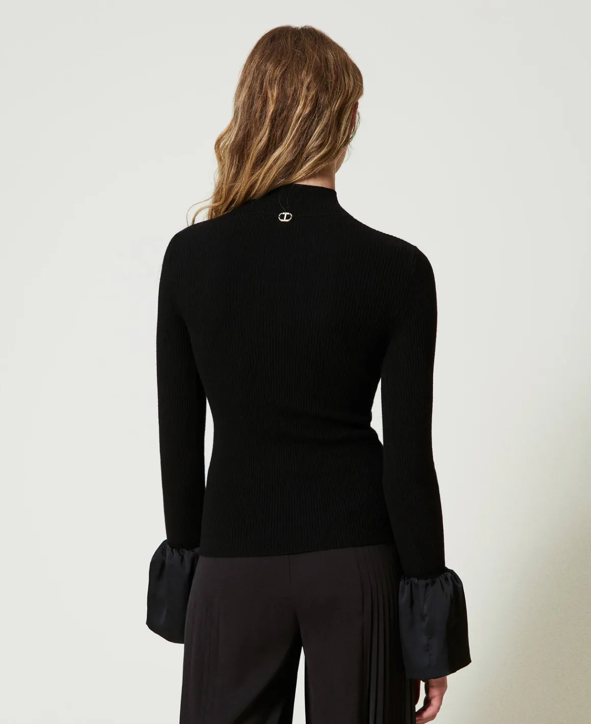 TWINSET Milano Maglia Fitted Con Volant In Satin | Maglie E Cardigan