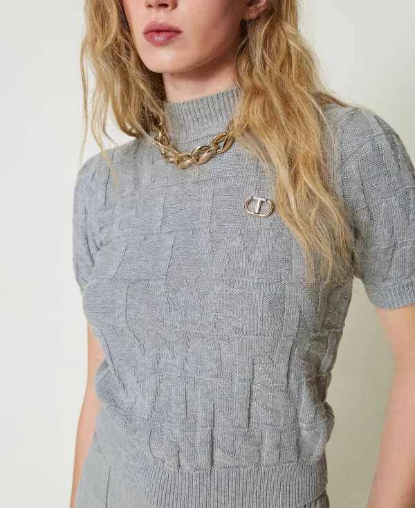 TWINSET Milano Maglia In Cotone E Cashmere Con Logo | Maglie E Cardigan