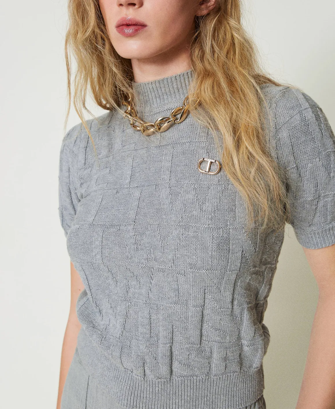 TWINSET Milano Maglia In Cotone E Cashmere Con Logo | Maglie E Cardigan