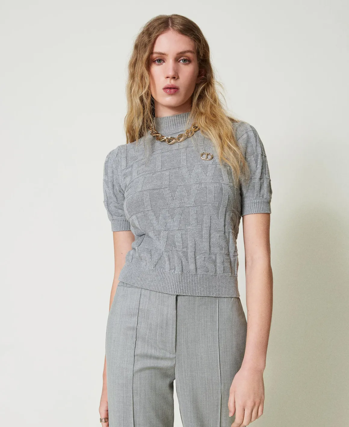 TWINSET Milano Maglia In Cotone E Cashmere Con Logo | Maglie E Cardigan