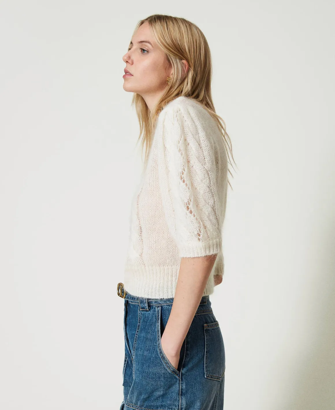 TWINSET Milano Maglia In Lana E Mohair Con Pizzo | Maglie E Cardigan