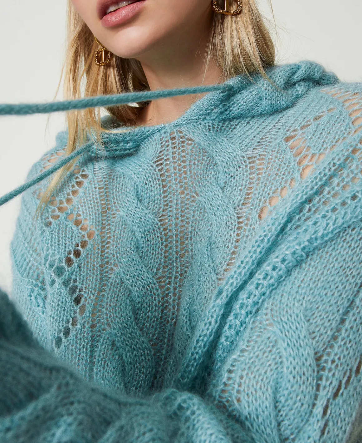 TWINSET Milano Maglia In Lana E Mohair Con Cappuccio | Maglie E Cardigan