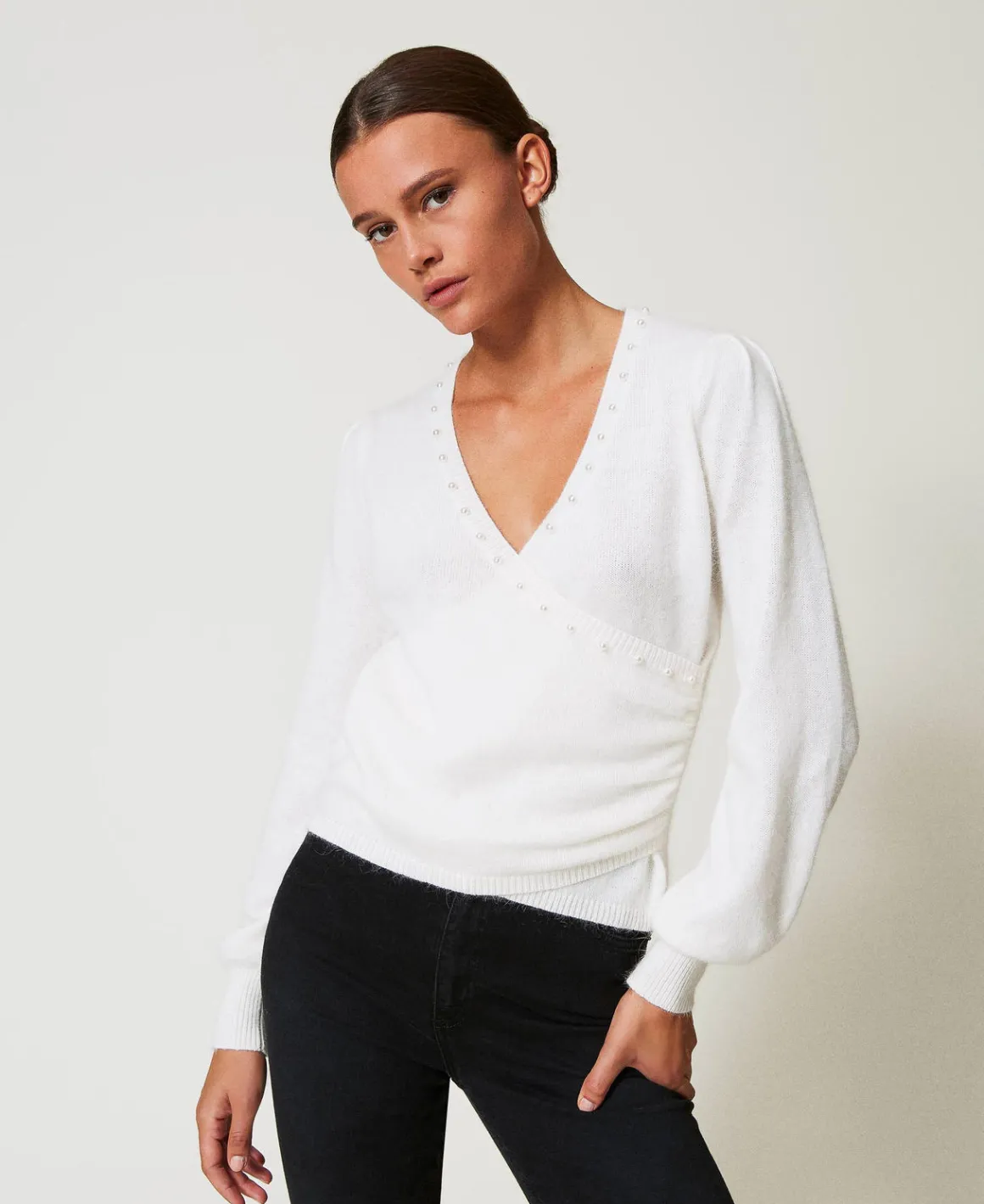 TWINSET Milano Maglia In Misto Angora Con Perle | Maglie E Cardigan