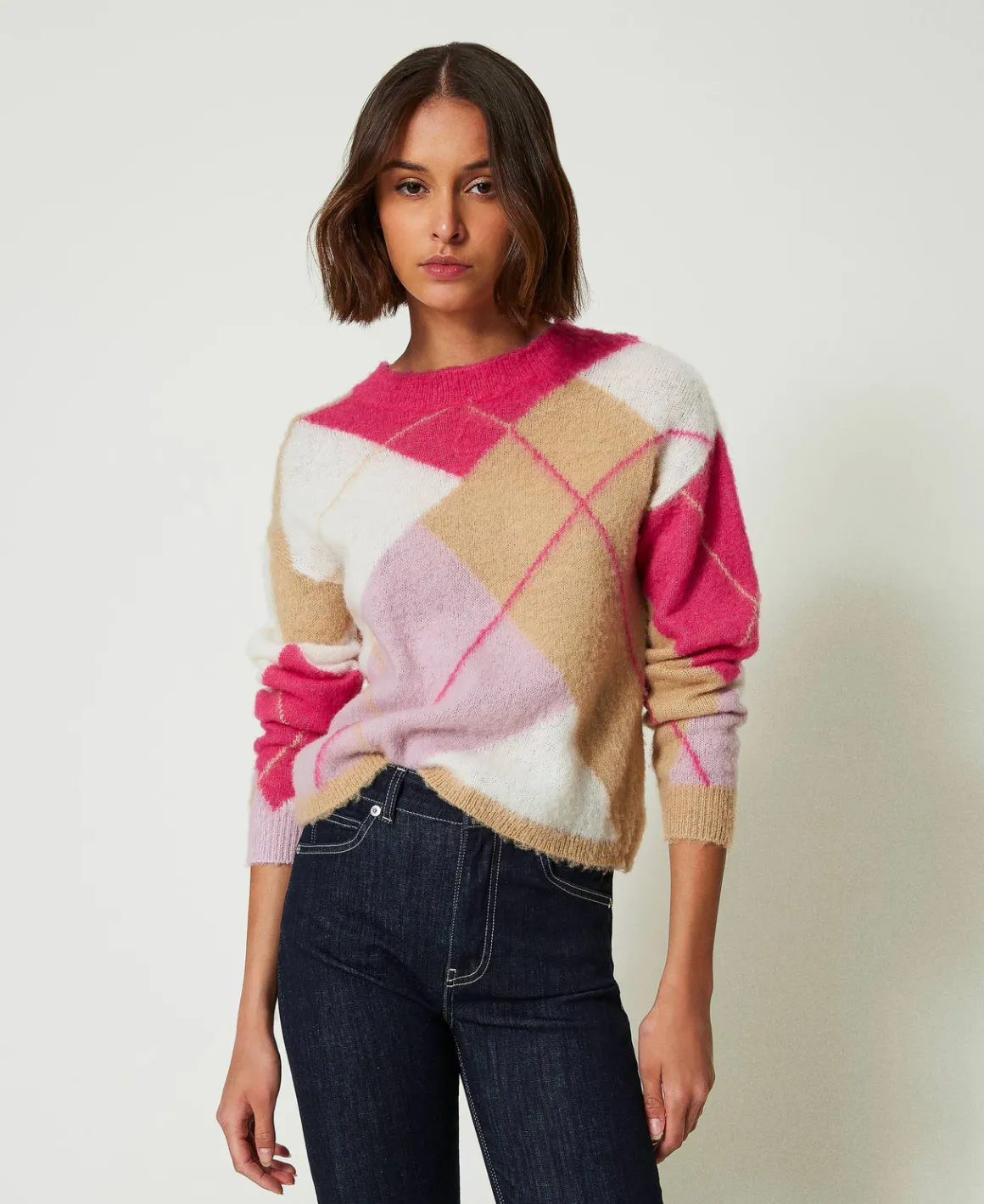 TWINSET Milano Maglia Jacquard Argyle In Misto Lana | Maglie E Cardigan