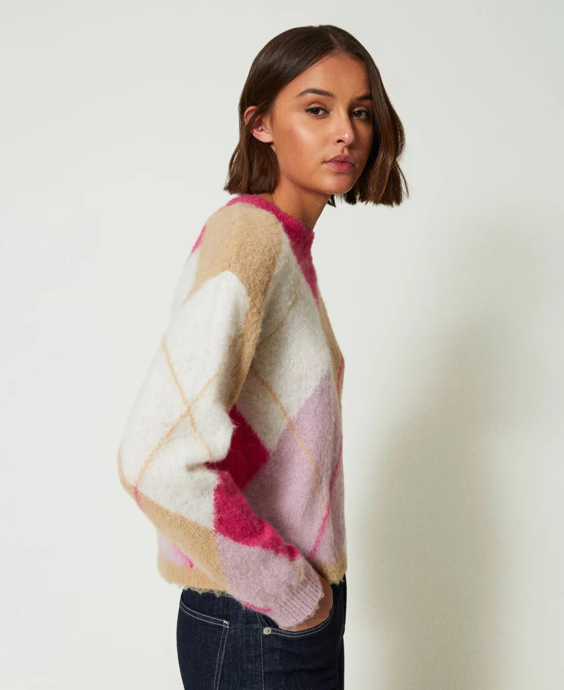 TWINSET Milano Maglia Jacquard Argyle In Misto Lana | Maglie E Cardigan