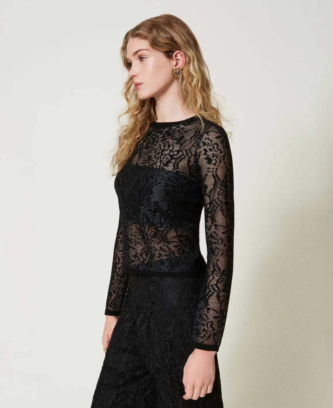 TWINSET Milano Maglia Jacquard Effetto Pizzo | Maglie E Cardigan