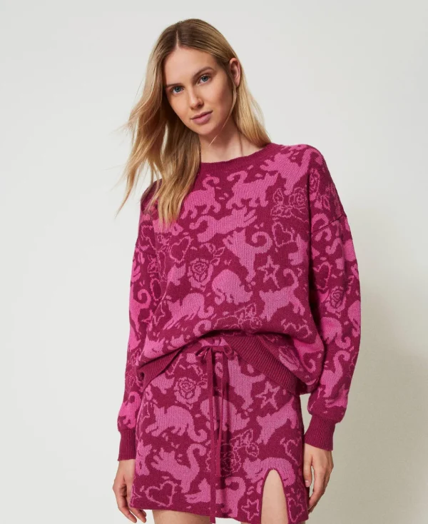 TWINSET Milano Maglia Jacquard In Filato Treeblend | Maglie E Cardigan