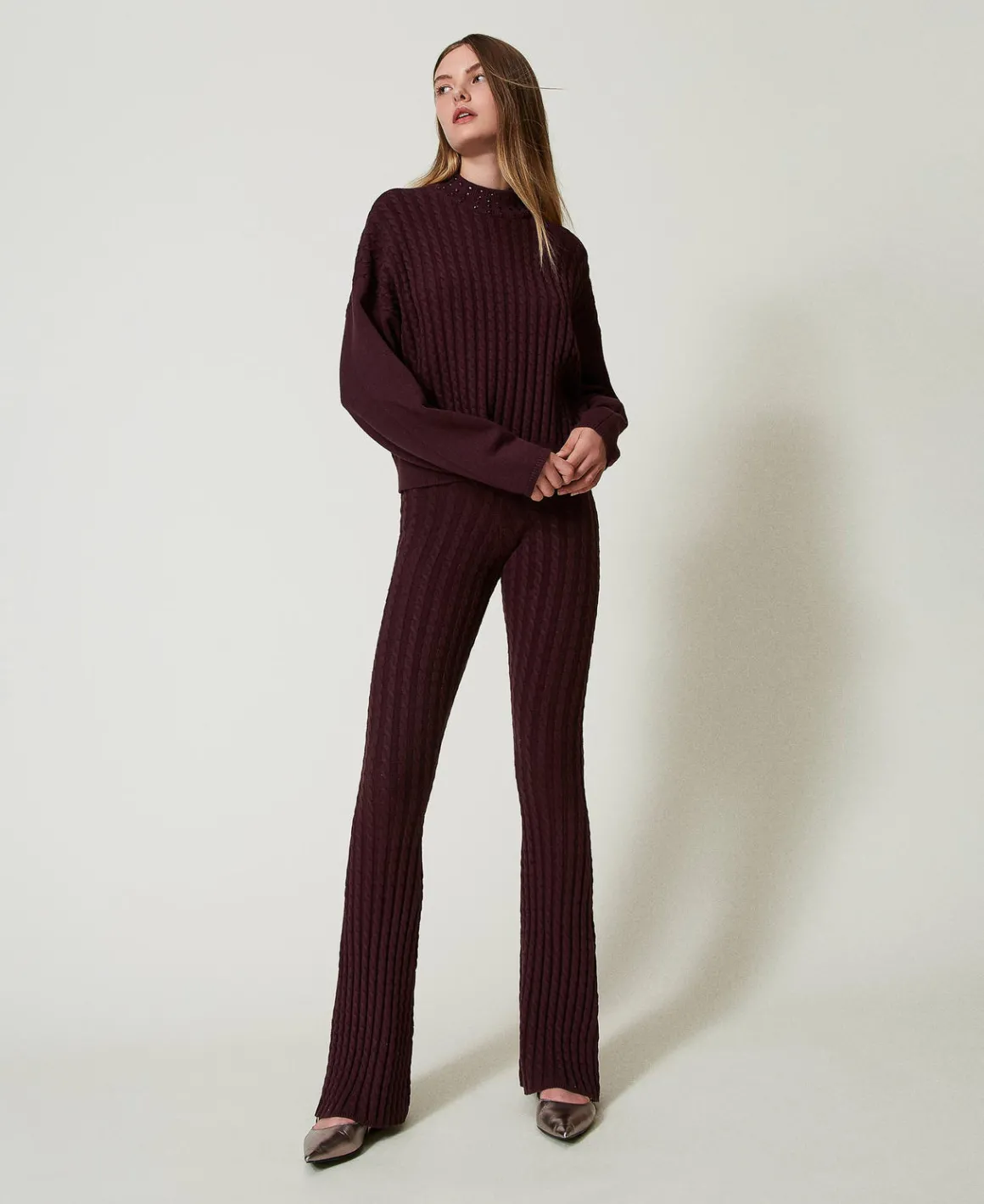 TWINSET Milano Maglia Lupetto A Trecce Con Strass | Maglie E Cardigan