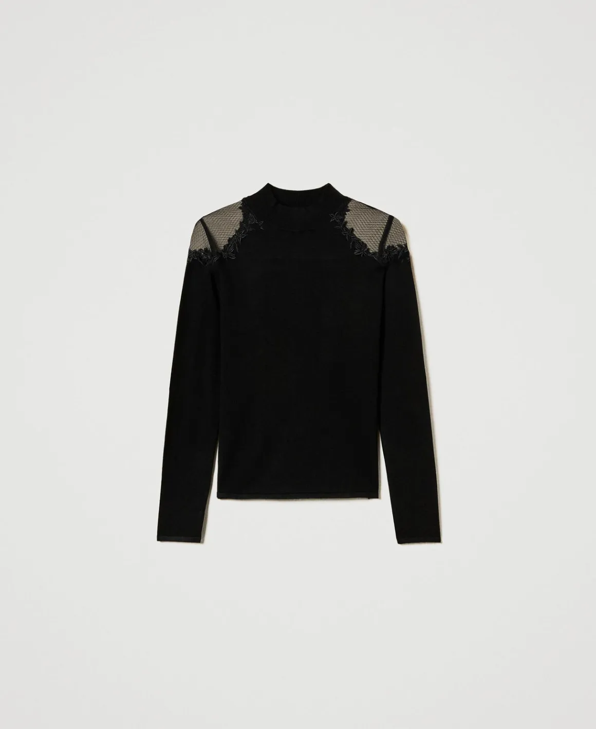 TWINSET Milano Maglia Lupetto Con Tulle E Ricamo | Maglie E Cardigan