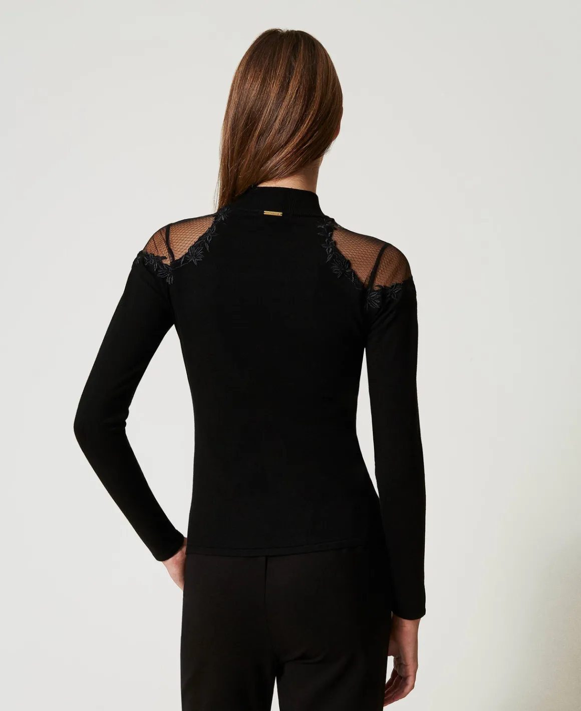 TWINSET Milano Maglia Lupetto Con Tulle E Ricamo | Maglie E Cardigan