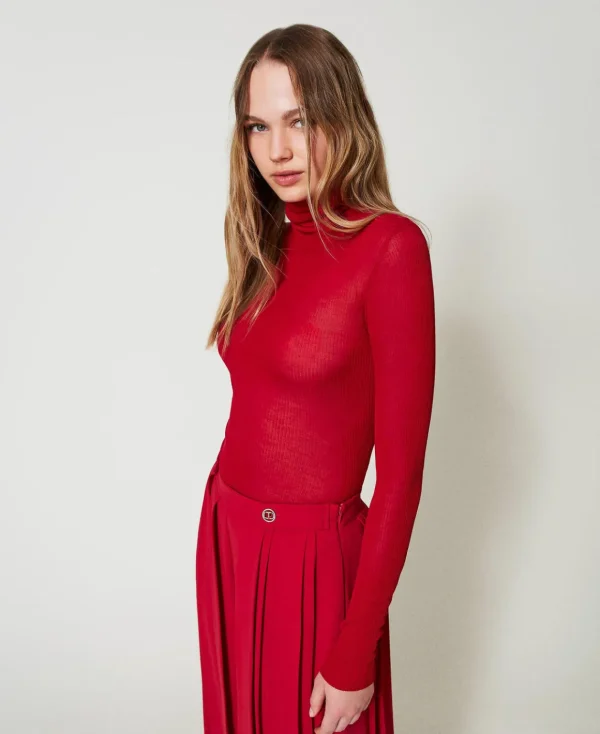 TWINSET Milano Maglia Lupetto Fitted In Viscosa | Maglie E Cardigan