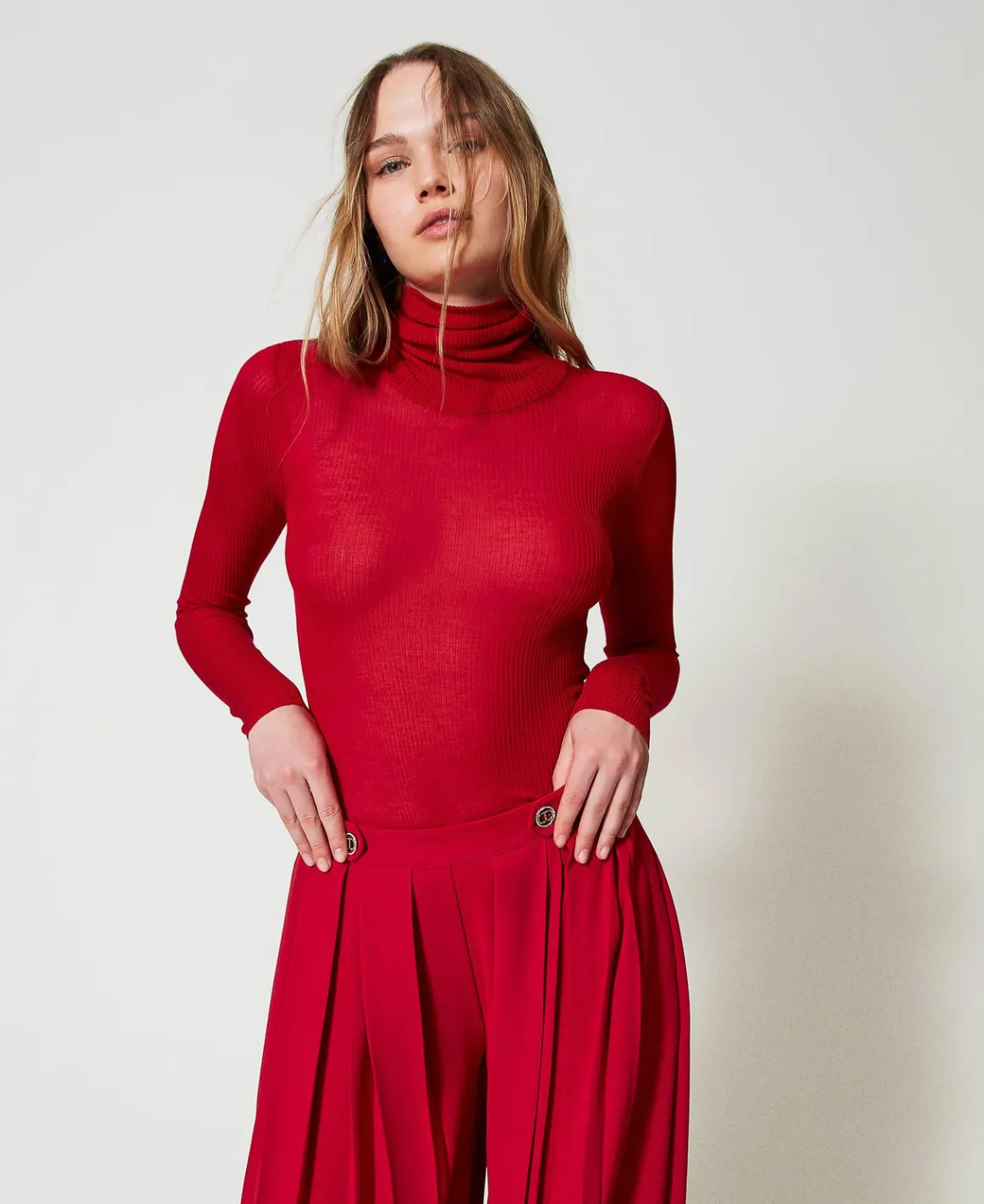 TWINSET Milano Maglia Lupetto Fitted In Viscosa | Maglie E Cardigan
