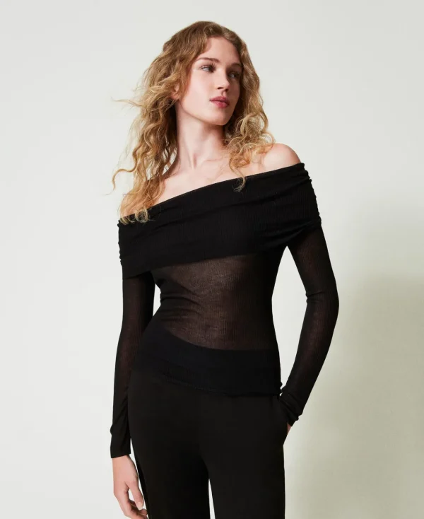 TWINSET Milano Maglia Off Shoulder In Viscosa | Maglie E Cardigan