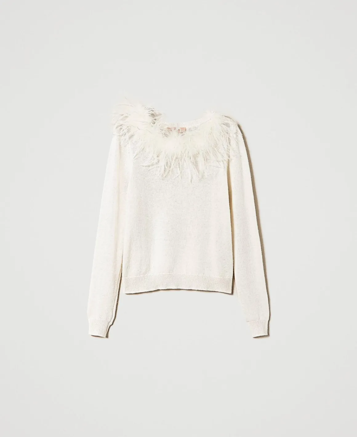 TWINSET Milano Maglia Regular In Misto Lana Con Piume | Maglie E Cardigan
