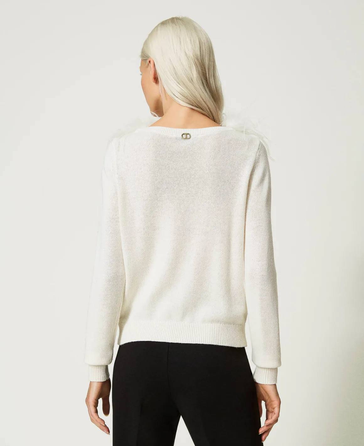 TWINSET Milano Maglia Regular In Misto Lana Con Piume | Maglie E Cardigan